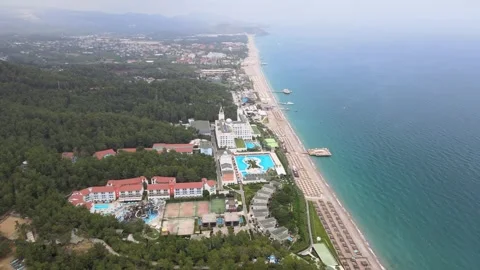 Aerial panoramic view of a Mediterranean resort Stock Footage 337042134