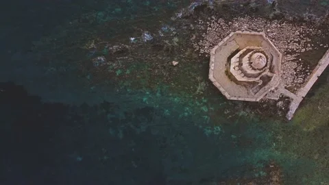 Aerial panoramic view of Methoni castle, a Venetian Fortress, Greece Stock Footage 196265668