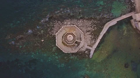 Aerial panoramic view of Methoni castle, a Venetian Fortress, Greece Stock Footage 196265729