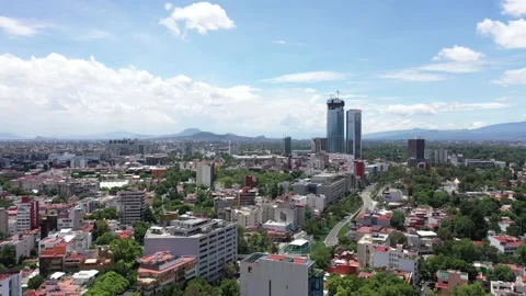 Aerial panoramic view of Mexico City Stock Footage