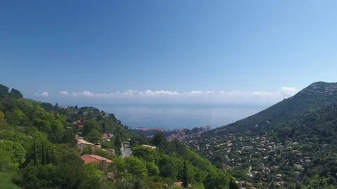 Aerial panoramic view of Monaco Monte Carlo French Riviera Cote d'Azur Stock Footage 131225550