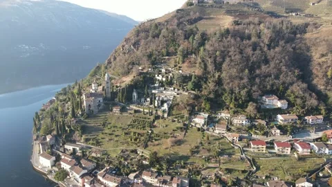 Aerial Panoramic View of Morcote Video stock 146472728