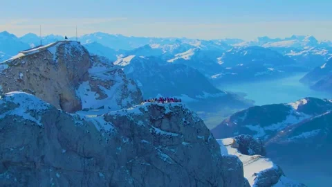 Aerial Panoramic View of Mountain Peak and Alpine Lake Stock Footage 346730657