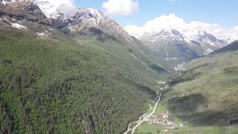 Aerial panoramic view of mountain valley Stock Footage 337048644