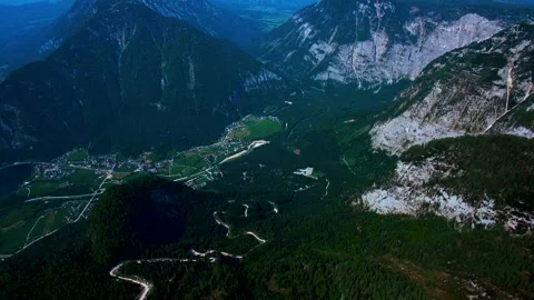 Aerial panoramic view of mountains with pine woods forest. Stock Footage 87183088