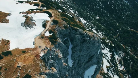 Aerial panoramic view of observation deck in the mountains in Austria Stock Footage 87536986