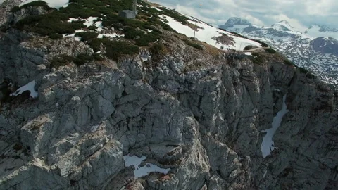 Aerial panoramic view of observation deck 5 Fingers in the mountains in Austria Video stock 87537105