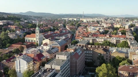 Aerial panoramic view of old. Budapest, Hungary. Stock Footage 250175120