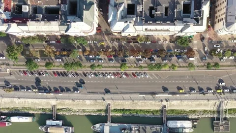 Aerial panoramic view of old. Budapest, Hungary. Video stock 250183125