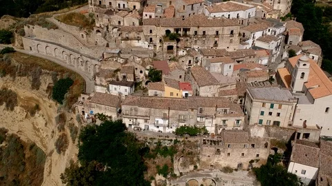 Aerial panoramic view of old town Tursi in Basilicata region, Italy Video stock 117365897