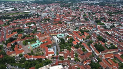 An Aerial panoramic view of the old town of the city Hildesheim Stock Footage 280318720