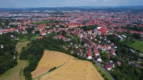 An Aerial panoramic view of the old town of the city Bamberg Stock Footage 280692425
