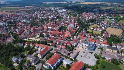 An Aerial panoramic view of the old town of the city Bad Staffelstein  Stock Footage 280692801