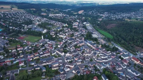 An Aerial panoramic view of the old town of the city Naila Stock Footage 280693184