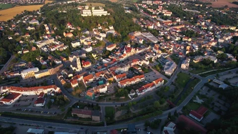 An Aerial panoramic view of the old town of the city Werdau Stock Footage 280696073
