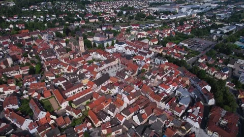 An Aerial panoramic view of the old town of the city Tauberbischofsheim Stock Footage 280697235