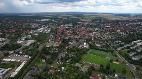 An Aerial panoramic view of the old town of the city Salzgitter-Bad Stock Footage 280704069