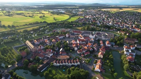 An Aerial panoramic view of the old town of the city Schwalmstadt Stock Footage 280707669
