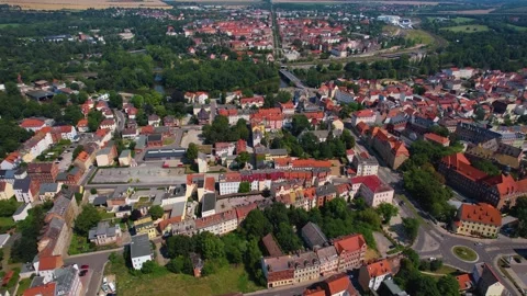 An Aerial panoramic view of the old town of the city Weissenfels Stock Footage 281388136