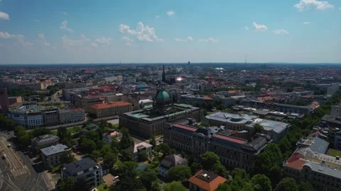 An Aerial panoramic view of the old town of the city Leipzig Stock Footage 281388920