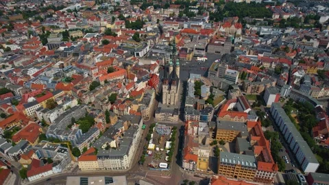 An Aerial panoramic view of the old town of the city Halle (Saale) Stock Footage 281389792