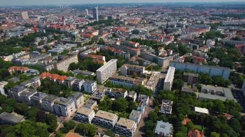 An Aerial panoramic view of the old town of the city Leipzig Stock Footage 281391391