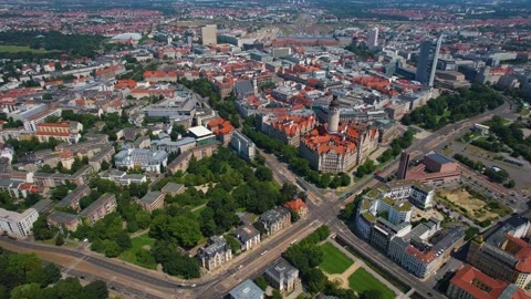 An Aerial panoramic view of the old town of the city Leipzig Stock Footage 281391454