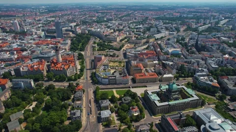 An Aerial panoramic view of the old town of the city Leipzig Stock Footage 281391501