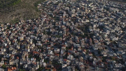Aerial panoramic view of the old town of the city Argos Stock Footage 304236130
