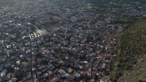 Aerial panoramic view of the old town of the city Argos in Greece Vídeo Stock 304241942