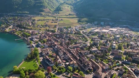 Aerial panoramic view of the old town city Stock Footage 309055730
