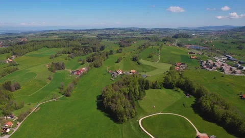Aerial panoramic view of the old town city Remaufens Stock Footage 309057232