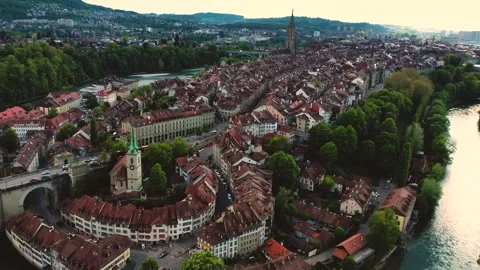 Aerial panoramic view of the old town city bern 库存影片 309061817