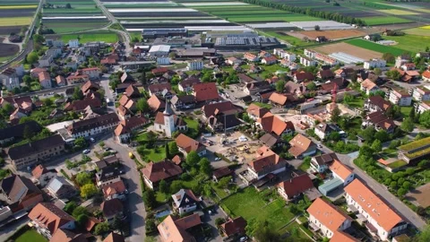 Aerial panoramic view of the old town city Kerzers Vidéo 309081606