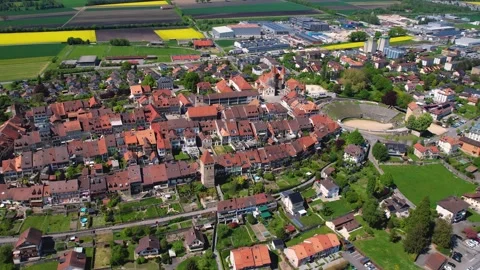 Aerial panoramic view of the old town Avenches Видео 309083755