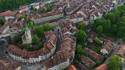 Aerial panoramic view of the old town city bern Vídeos de archivo 309085456