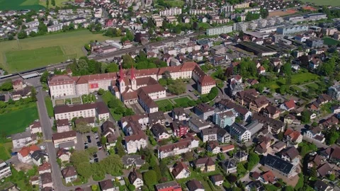 Aerial panoramic view of the old town city Muri Stockbeeldmateriaal 309127626