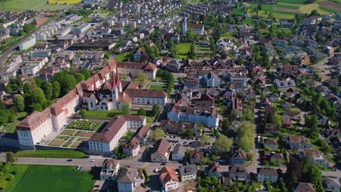 Aerial panoramic view of the old town city Muri Stockbeeldmateriaal 309127726