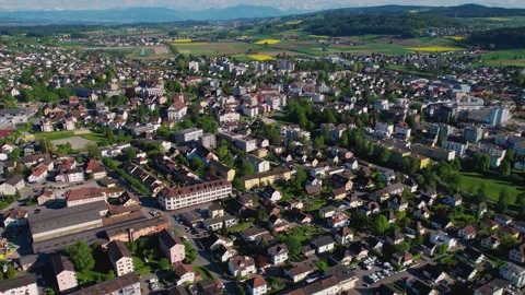 Aerial panoramic view of the old town city Wohlen Stock Footage 309135306