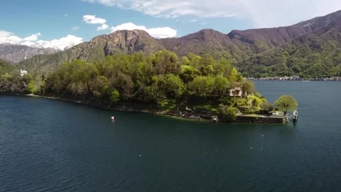 Aerial panoramic view over beautiful lake Como between Italy and Switzerland. Stock Footage 260848016