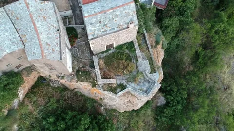 Aerial panoramic view over Chora the old Village of Alonnisos, Greece Stock Footage 163361620