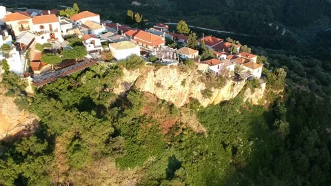 Aerial panoramic view over Chora the old Village of Alonnisos, Greece 動画素材 163380711