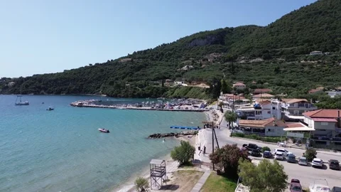 Aerial panoramic view over Keri beach in Zakynthos island, Greece Stock Footage 279565293