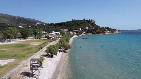 Aerial panoramic view over Keri beach in Zakynthos island, Greece 库存影片 279565680