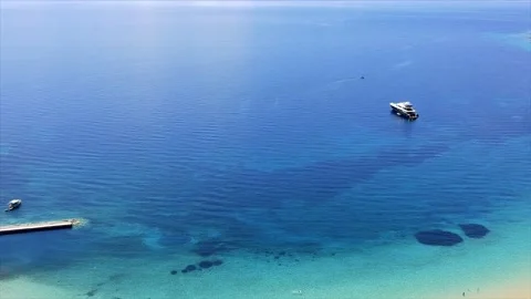 Aerial panoramic view over koukounaries beach, Skiathos island, Greece Stock Footage 137042827