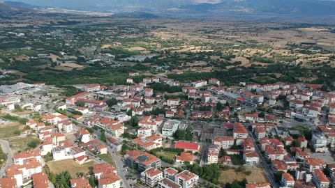 Aerial panoramic view over Kozani city, Greece 库存影片 165014367