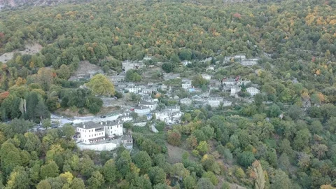 Aerial panoramic view over the picturesque village Papigo in Epirus, Greece 動画素材 161970334