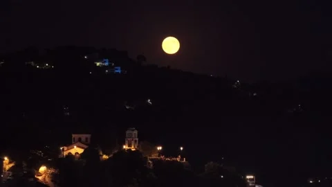 Aerial Panoramic View Over Skiathos Island Full Moon Stock Footage 321087348