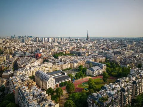 Aerial Panoramic View of Paris with Eiffel Tower. Stockfoto's