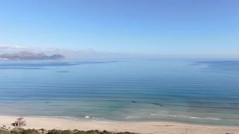 Aerial panoramic view of the Playa De Muro  Beach Stock Footage 207706721